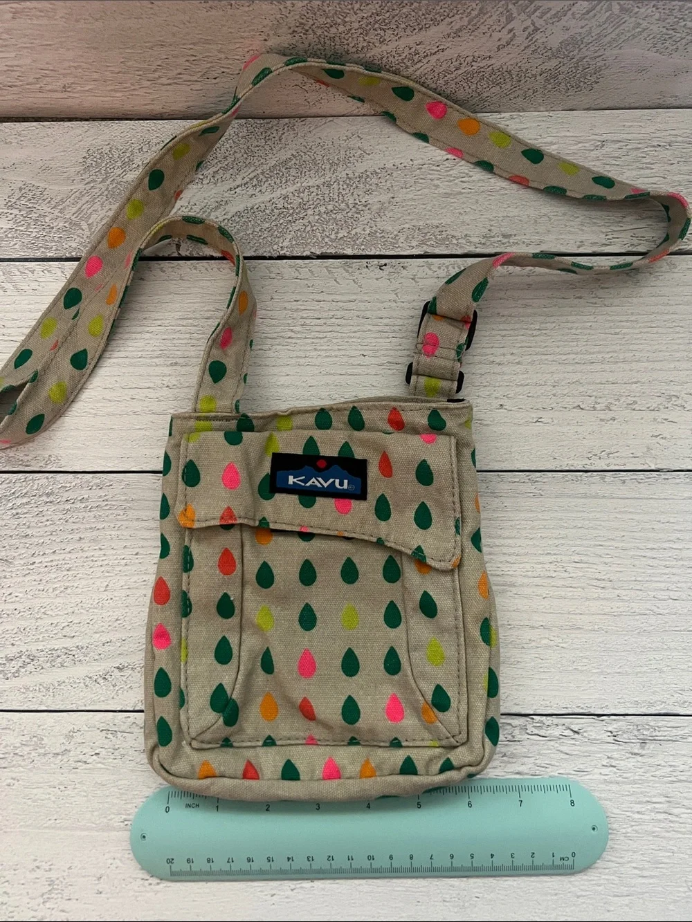 Kavu Kids Beige Crossbody with Multicolor Teardrop Print